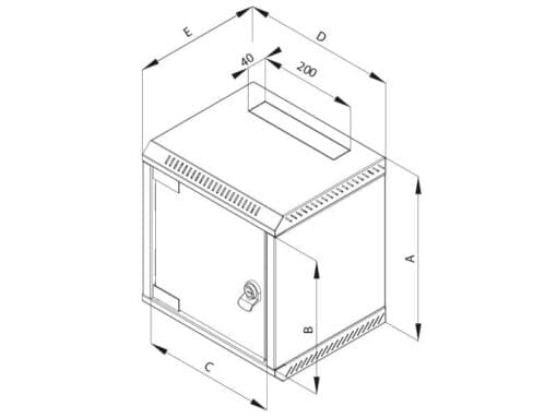 10"-Wandschrank, 4HE, mit Frontvollblechtür, Triton RBA-04-CS3-CAX-C1, lichtgrau, grau – Bild 4