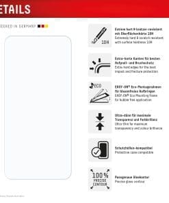 <p><strong>Displex Panzerglas</strong> – mehrfacher Testsieger mit 10H-Härte, Splitterschutz und Anti-Fingerprint-Beschichtung. Perfekte Passform, hüllenfreundlich und blasenfreie Montage dank EASY-ON® Eco-Rahmen. Lieferung inkl. Reinigungstools.</p>