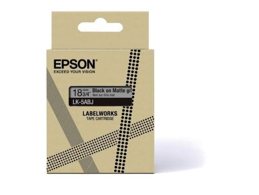EPSON 18mm Grau Schwarz LK5ABJ Schriftband matt 8m – Bild 2