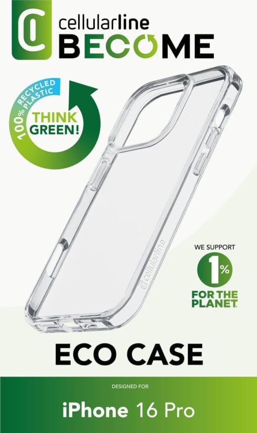 Cellularline Become Eco Case iPhone 16 Pro Clear – Bild 2